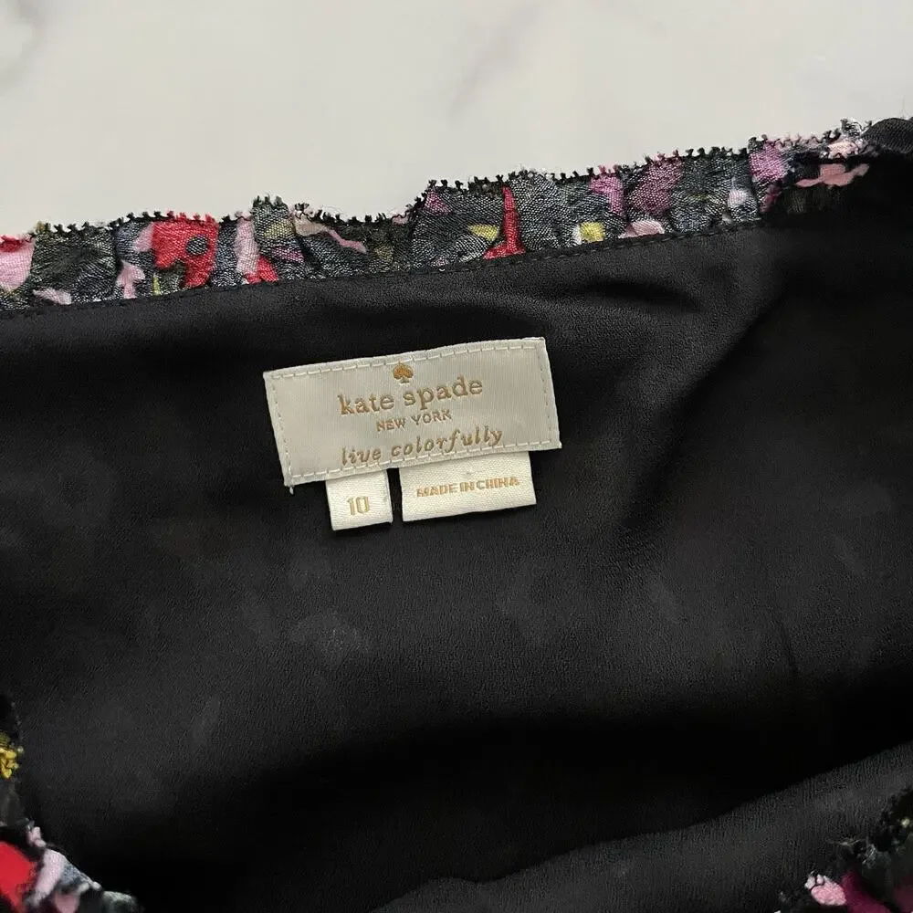 Kate Spade Ma Cherie Wide Leg Floral Jumpsuit Size 10 Preppy summer cherry print
